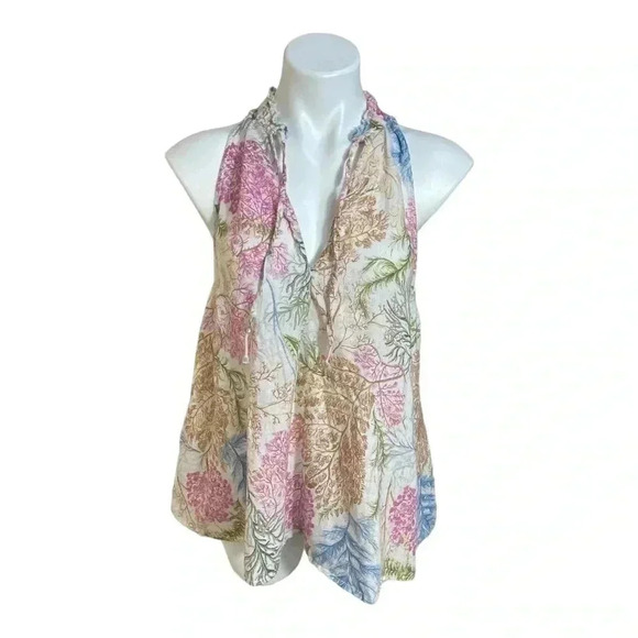 Pilcro The Tavi Tank top Anthropologie coastal grandma linen flowing tank XL - Picture 2 of 5